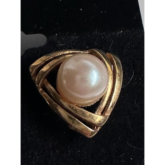 RICHELIEU Joseph H Meyer & Bros Earrings Gold tone Pearls Signed Estate Jewelry - Picture 5 of 10